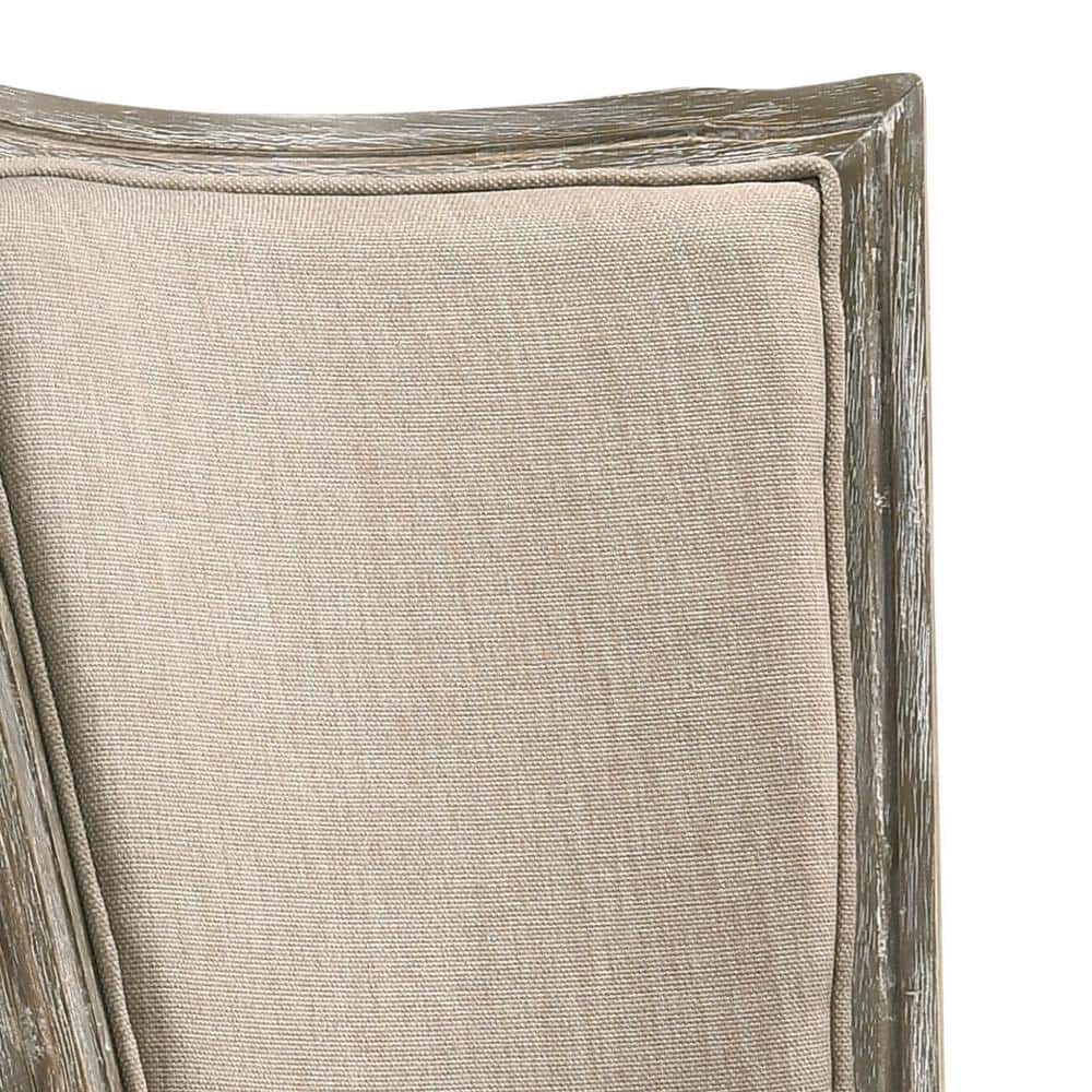 Reclaimed Gray Upholstered High Back Side Chair with Wood Frame