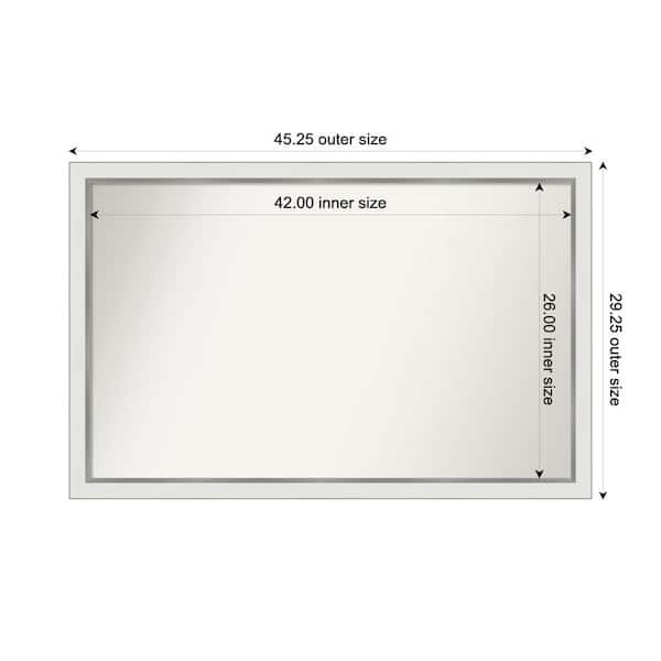 Amanti Art Medium Rectangle Satin White Silver Casual Mirror (29 in. H x 45 in. W)