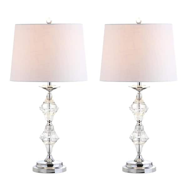 JONATHAN Y Madison 27.5 in. Clear/Chrome Crystal Table Lamp (Set of 2 ...