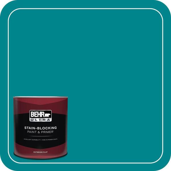 BEHR ULTRA 1 qt. #500B-7 Tucson Teal Flat Exterior Paint & Primer