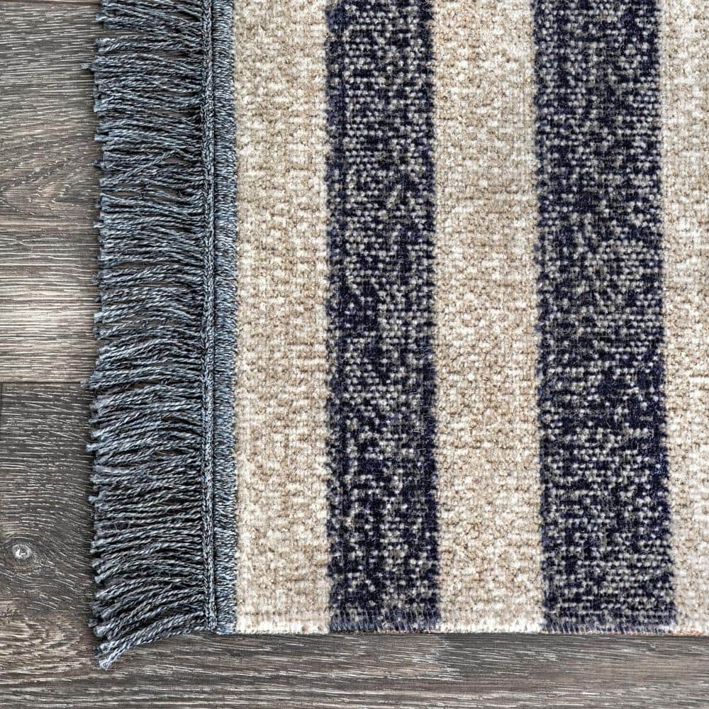 Reversible Coastal Blue 8' x 10' Easy-Care Synthetic Area Rug