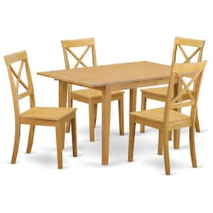 5-Piece Natural Oak Finish Solid Wood Top - Dining Room Set - Seats 4