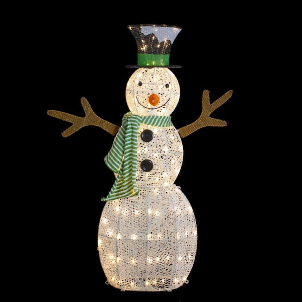 Northlight 43 in. LED Lighted Snowman with Top Hat and Green