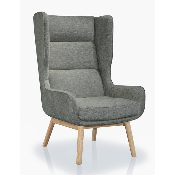 Manhattan Comfort Sampson Graphite and Natural Twill Accent Arm Chair