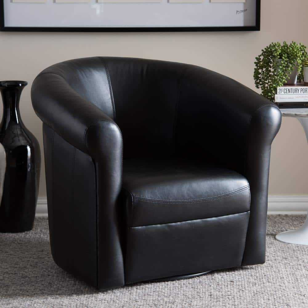 Baxton Studio Julian Dark Brown Upholstered Faux Leather Arm Chair ...