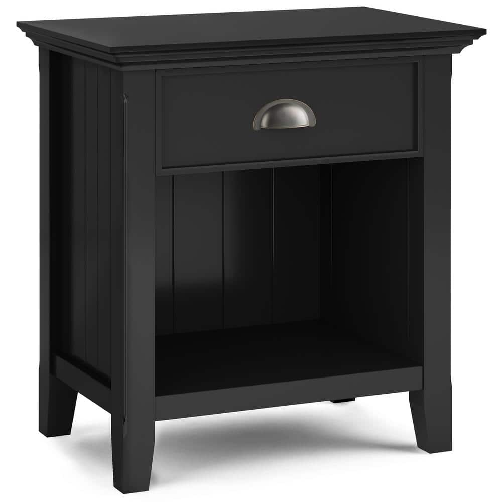 Acadian Black Solid Wood 24" Bedside Nightstand Table