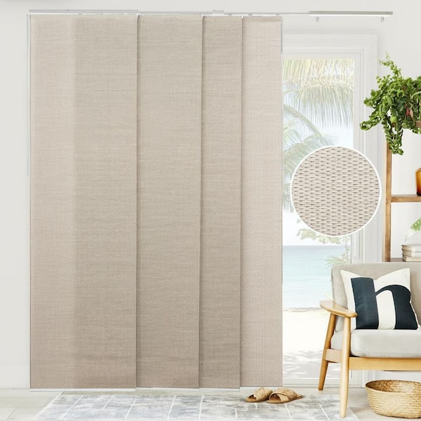 Woven Sandshell Light Filtering Adjustable Sliding Panel Track Blind W/ 23 in Slats Up to 86 in. W x 96 in. L