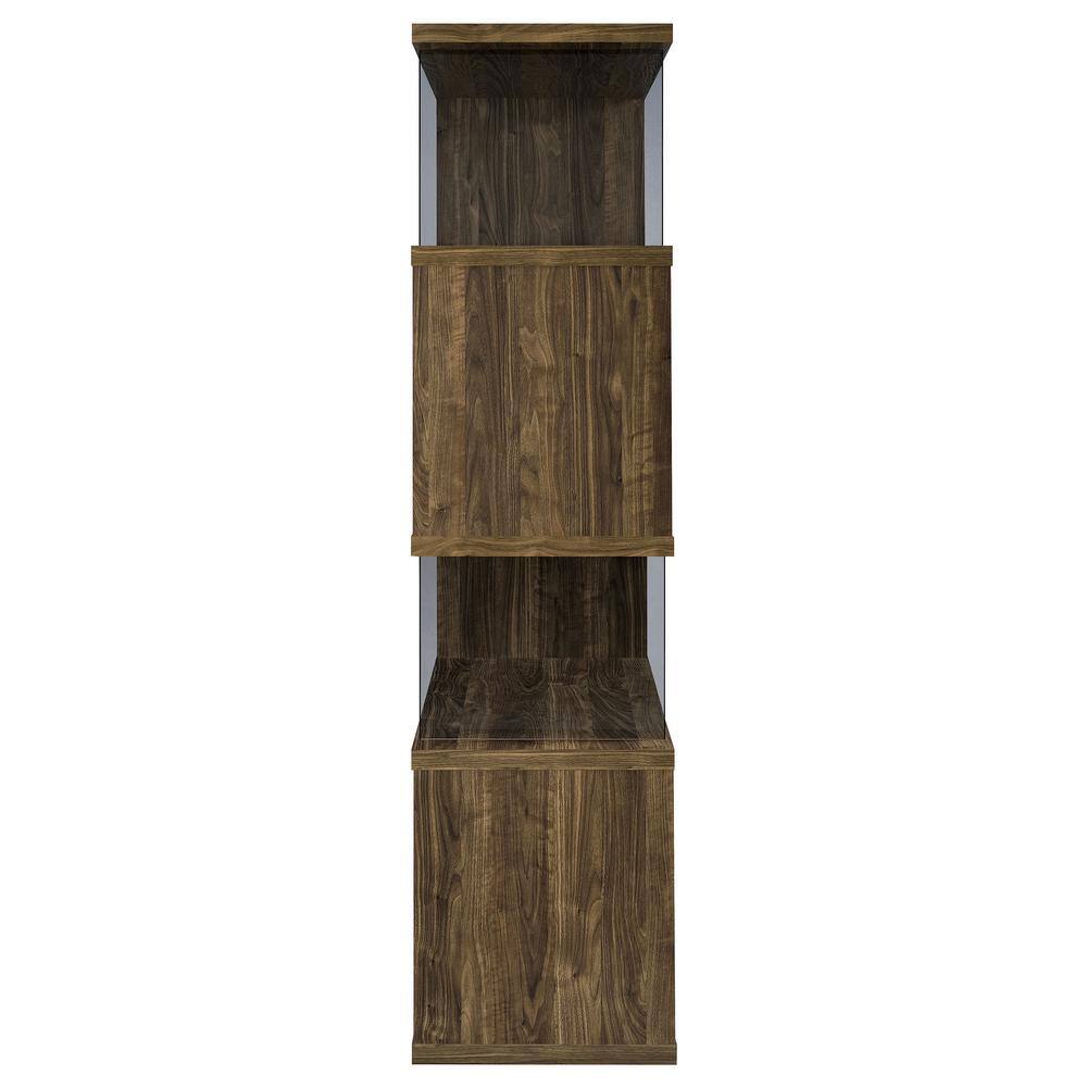 63" Walnut and Glass Zig Zag Bookcase