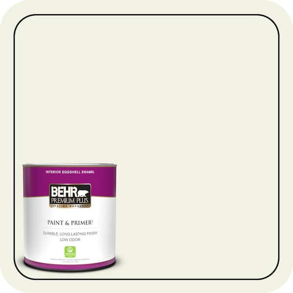 BEHR PREMIUM PLUS 1 qt. #W-F-710 Hushed White Eggshell Enamel Low Odor Interior Paint & Primer