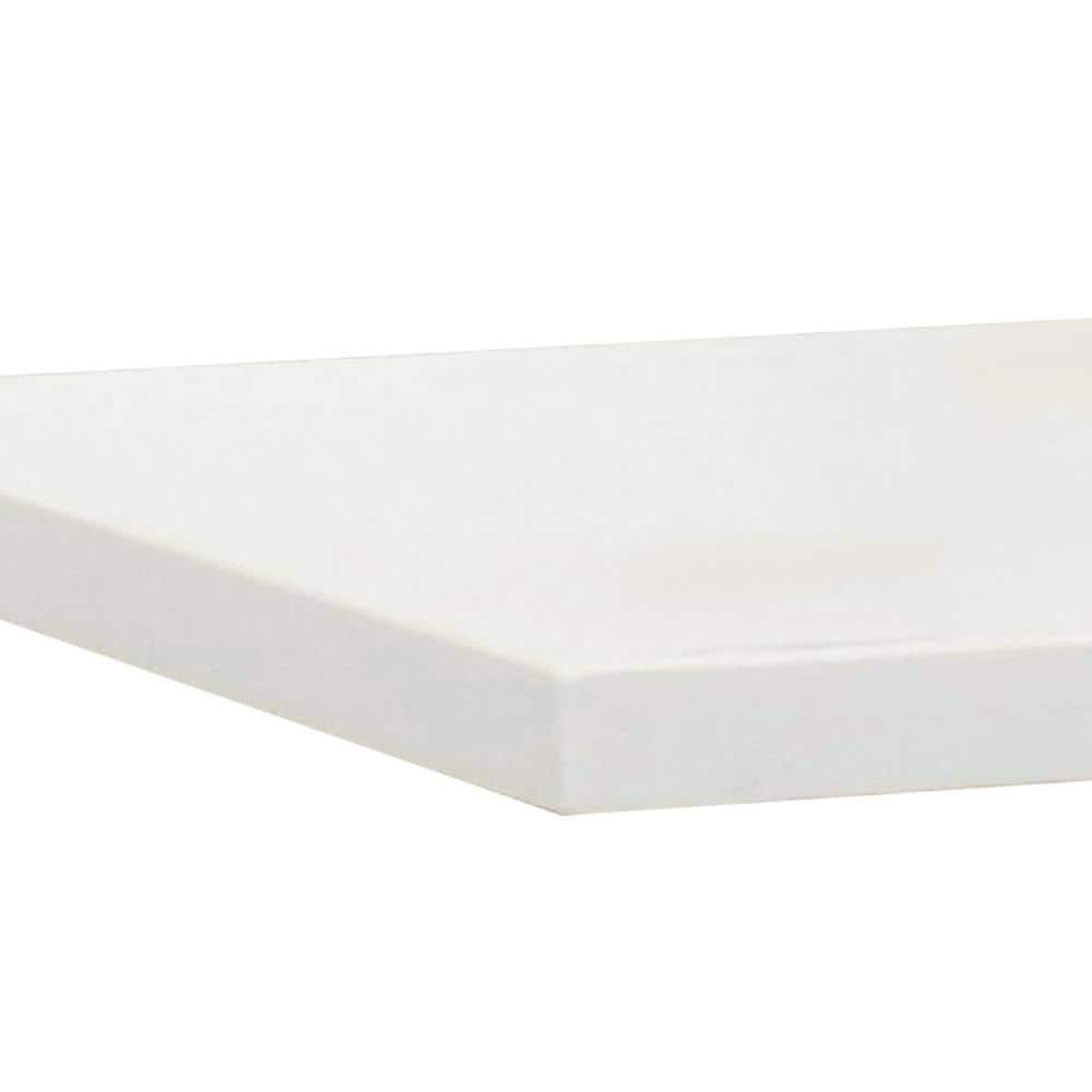 43 in. White Quartz Top with Single White Ceramic Rectangular Sink