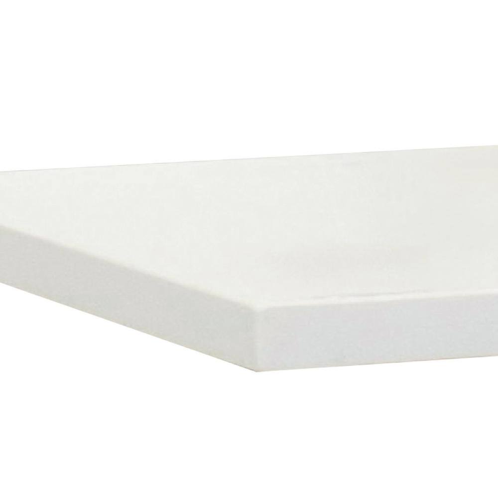 43 in. White Quartz Top with Single White Ceramic Rectangular Sink