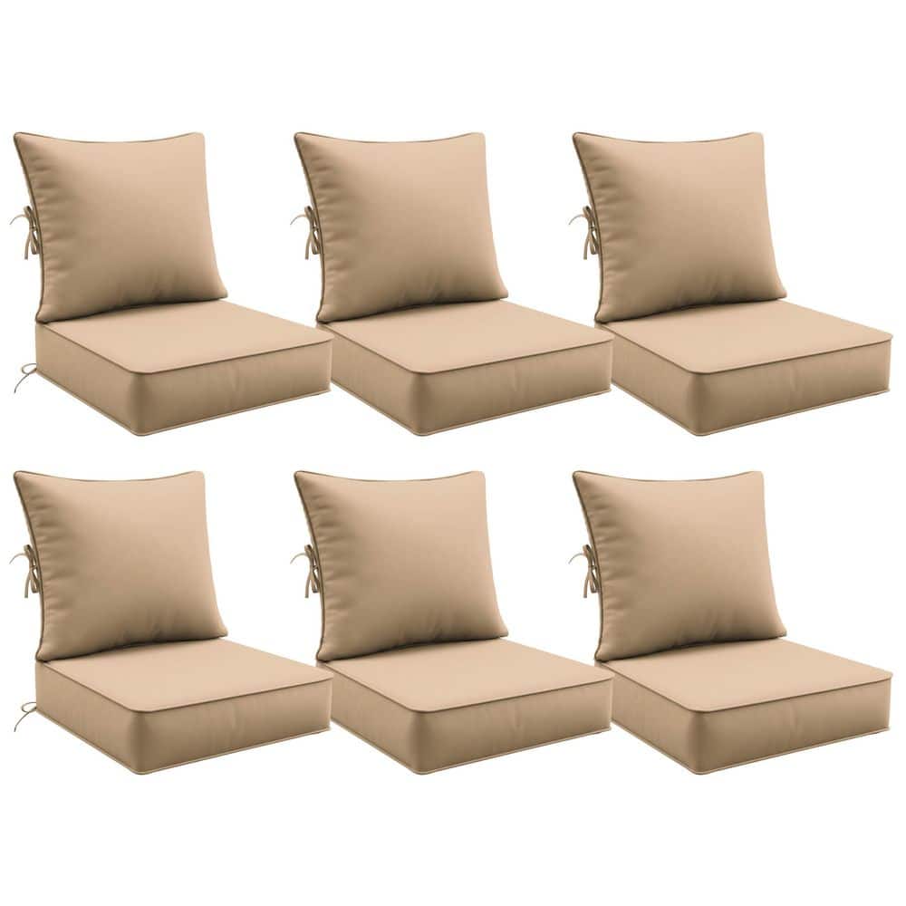 24 in. x 24 in. (Set of 6) Outdoor Chair Cushion Set Premium Waterproof Patio Sofa Seating with Backrest Sand price history on PriceWatchPro