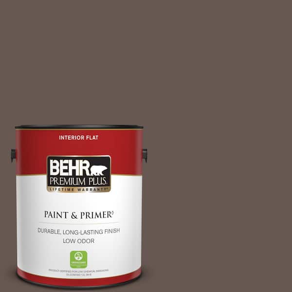 BEHR PREMIUM PLUS 1 gal. Home Decorators Collection #HDC-FL14-10 Pine Cone Brown Flat Low Odor Interior Paint & Primer
