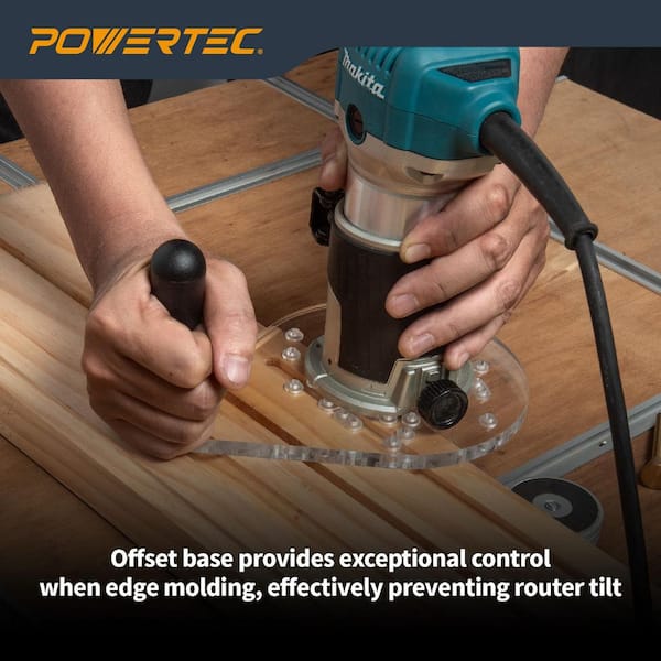 Offset Base Plate w/Handle and Screws for Trim Routers Edge Profile Tool Fits Bosch/DeWalt/Makita/Ryobi/Milwaukee/Ridgid