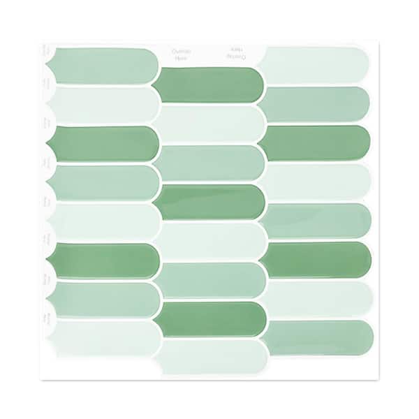 12 in. x 12 in. Vinyl Peel and Stick Backsplash Tile, Decorative Wall Tile Backsplash in Green (10 Sq. Ft. /10-Pack)