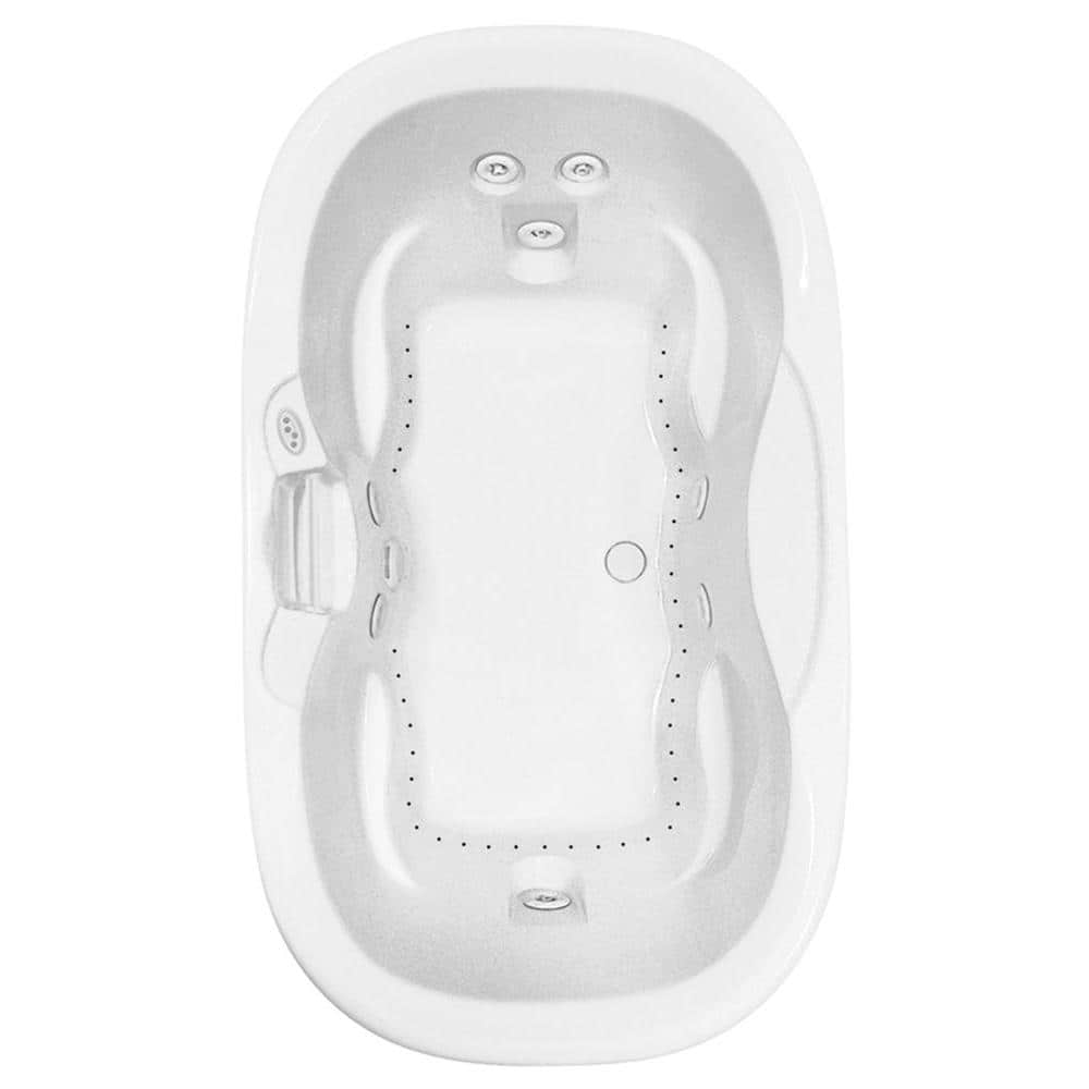 Universal 70 in. Oval Drop-In Air Bath/Whirlpool Bathtub with Heater Acryli