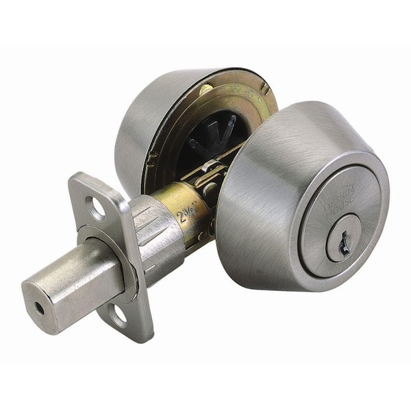 Design House Double Cylinder Satin Nickel Deadbolt with Universal 6-Way Latch
