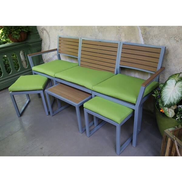 AE Outdoor Pelham 4-Piece Patio Dining Set with Green Cushions