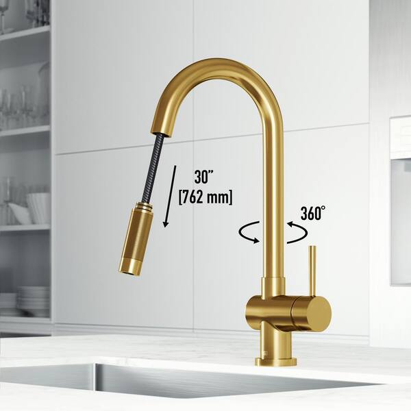Gramercy Single-Handle Pull-Down Sprayer Kitchen Faucet with Soap Dispenser in Matte Gold