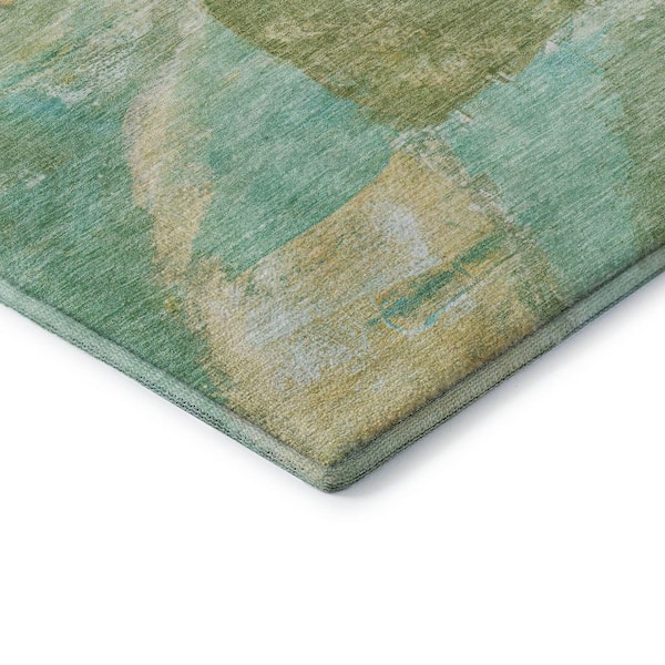 Mayfield Premium Machine Washable Abstract AMF2039 Green 5 ft. x 7 ft. 6 in. Area Rug