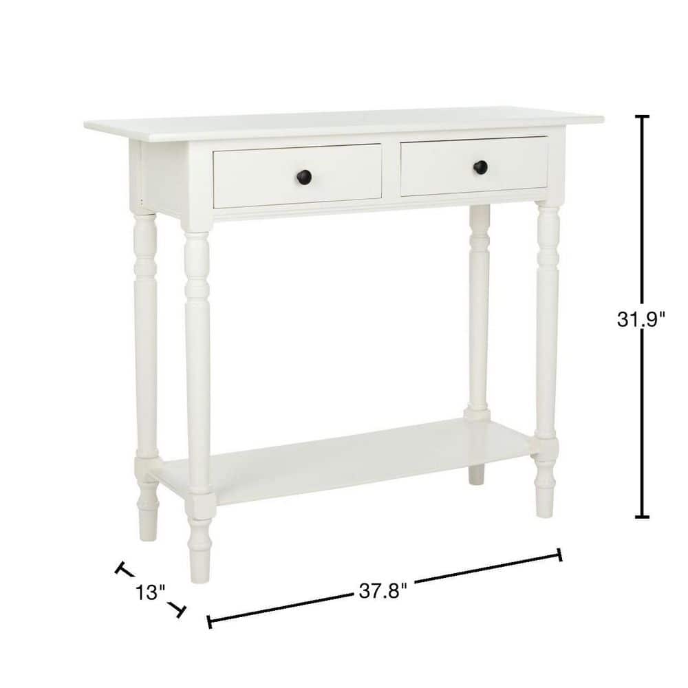 Transitional White Wood 2-Drawer Rectangular Console Table