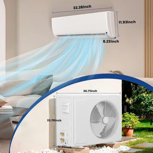 9000 BTU Mini Split AC and Heater, Ductless Inverter Heat Pump, Energy Efficient and Auto Clean, 25dB Quiet