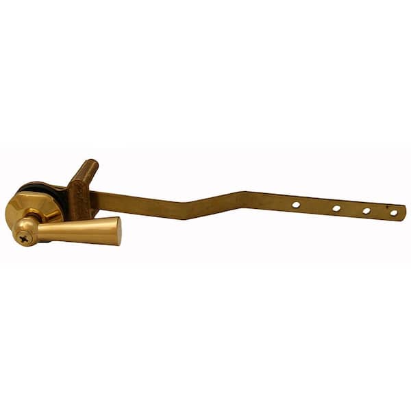 JONES STEPHENS Universal Decorative Toilet Trip Lever for Front Left Mount with 8-1/2 in. Brass Arm and Brass Handle in Polished Brass