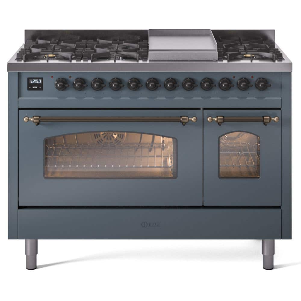 Nostalgie II 48 in. Dual Fuel Natural Gas Range with 8-Burnerss, Griddle, Burnished Trim in Blue Grey price history on PriceWatchPro