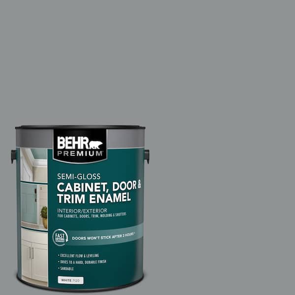 BEHR PREMIUM 1 gal. #770F-4 Gray Area Semi-Gloss Enamel Interior/Exterior Cabinet, Door & Trim Paint