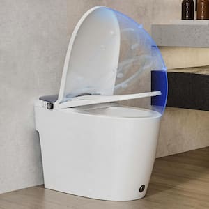 Elongated Non-Electric Bidet Toilet 1.0 GPF in White with Adjustable Bidet Spray, Foot Kick to Flush, Soft Close