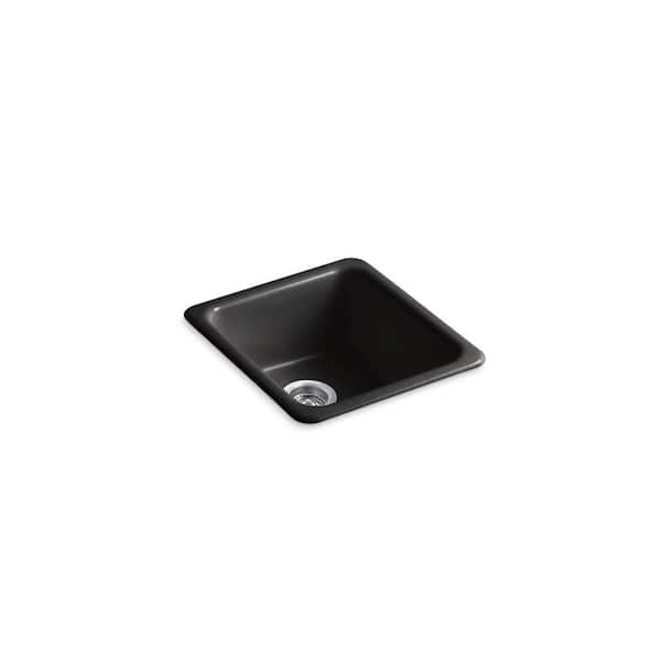 Iron/Tones Cast Iron 17 in. Drop-In/Undermount Bar Sink in Black