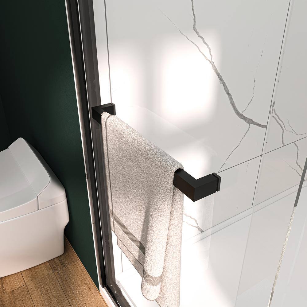 60'' Matte Black Double Sliding Frameless Shower Door with Clear Glass