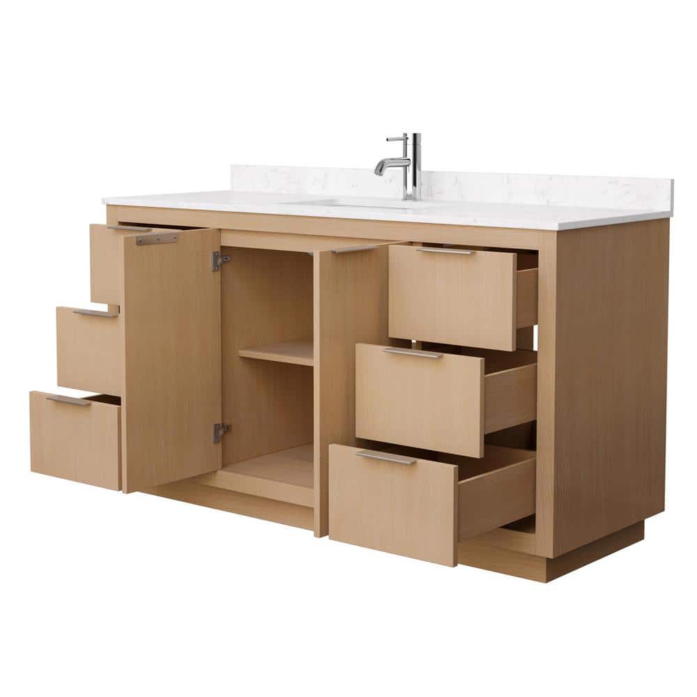 Maroni 60" Light Straw Vanity with Carrara Marble Top
