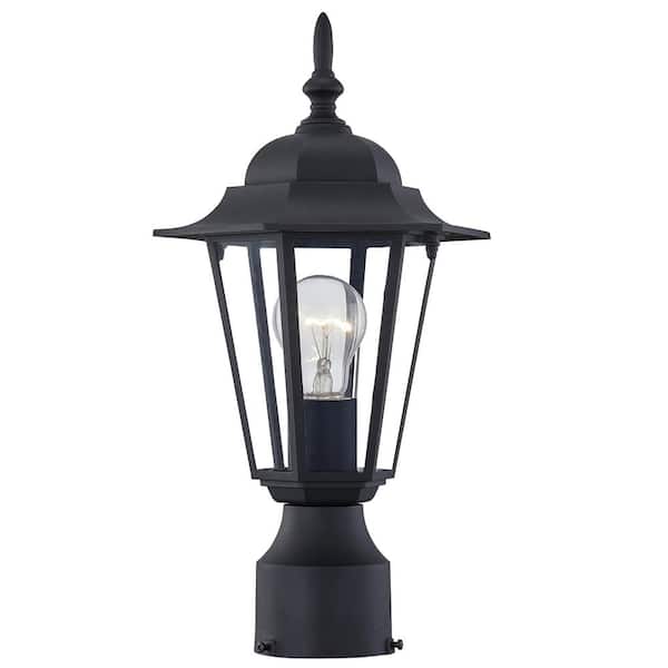 Pia Ricco 1-Light Black Aluminum Weather Resistant Outdoor Post Light Fixture with No Bulb Included