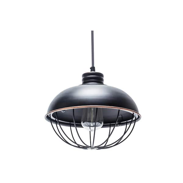 Globe Electric 1 Light Oil Rubbed Bronze Vintage Hanging Half Moon Caged Pendant With Black Cord 64833 Globe Electric 1 Light Oil Rubbed, Half Moon Light Fixture Home Depot