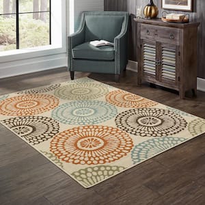 Naples Multi-colored 7 ft. x 10 ft. Medallion Indoor/Outdoor Patio Area Rug