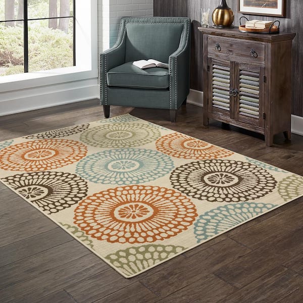 Naples Multi-colored 7 ft. x 10 ft. Medallion Indoor/Outdoor Patio Area Rug