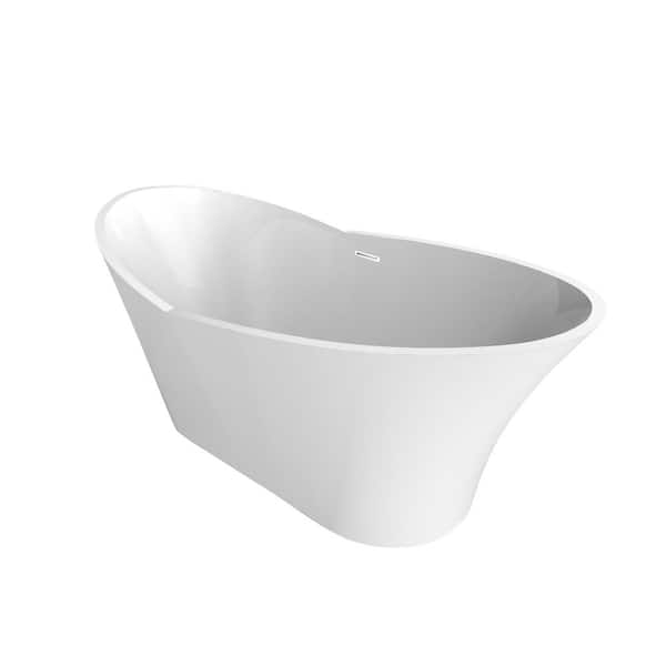 Barclay Products Nessa 67 in. Acrylic Flatbottom Non-Whirlpool Bathtub in White with Integral Drain in Polished Chrome