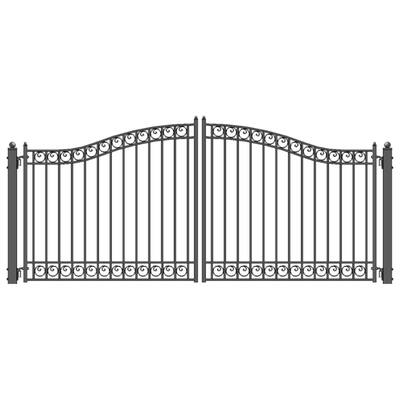 Dublin 14 ft. x 6 ft. Black Steel Dual Driveway Fence Gate