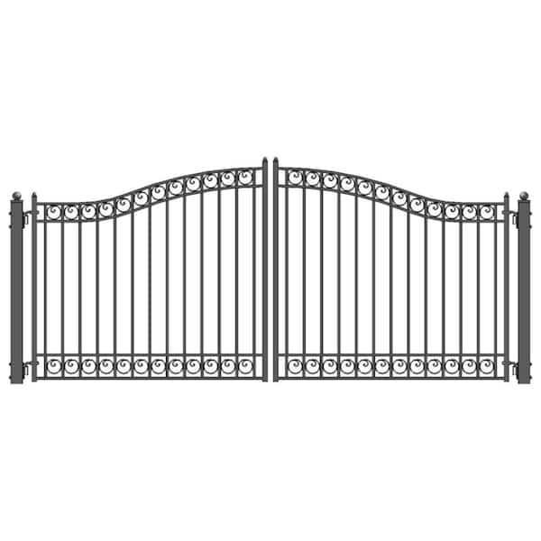 ALEKO Dublin 14 ft. x 6 ft. Black Steel Dual Driveway Fence Gate