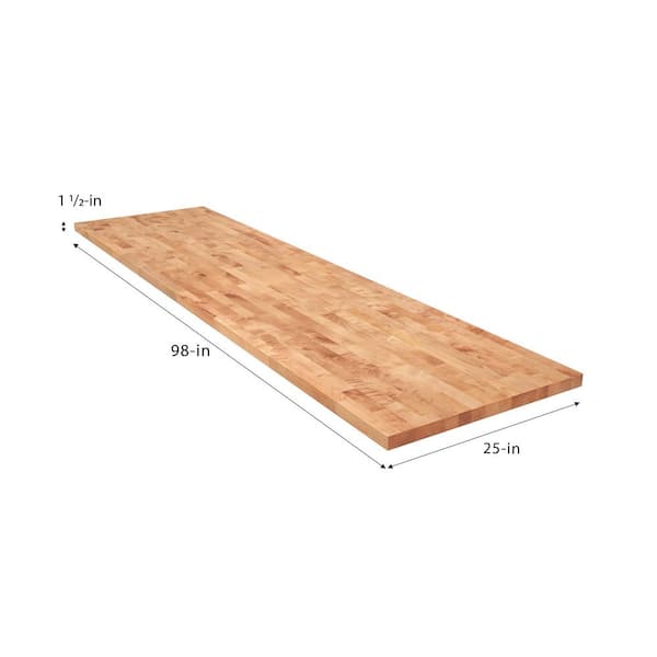 8 ft. L x 25 in. D Unfinished Birch Butcher Block Standard Countertop with Eased Edge