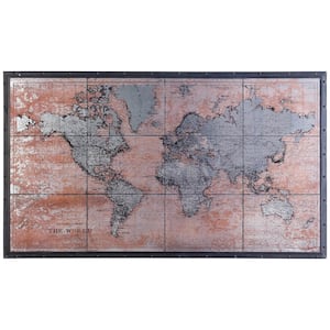 Grenata World Map Framed Graphic Print Typography Wall Art (55 in. W x 32 in. H)