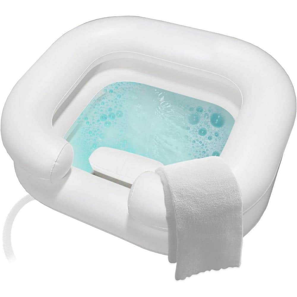 Large Inflatable Hair Washing Basin with Built-in Pillow Portable Shampoo B