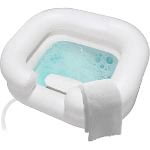 Large Inflatable Hair Washing Basin with Built-in Pillow Portable Shampoo Bowl for Elderly, Bedridden for Travel or Home