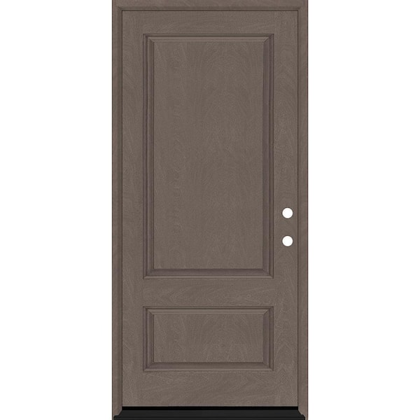 Steves & Sons Regency 36 in. x 80 in. 2Panel 3/4-Squaretop LHIS Ashwood Stained Fiberglass Prehung Front Door