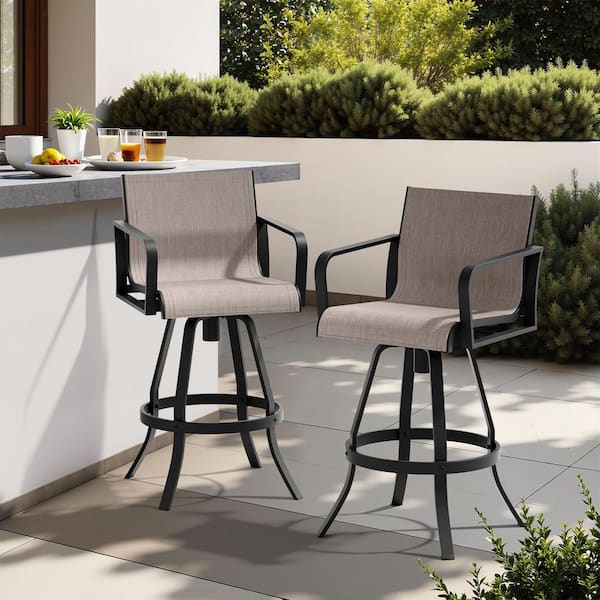 2‑Pieces 360° rotating Cast Aluminum Outdoor Bar Stools in Ashe