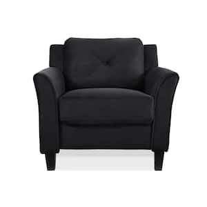 Harvard Microfiber Chair with Curved Arm in Black