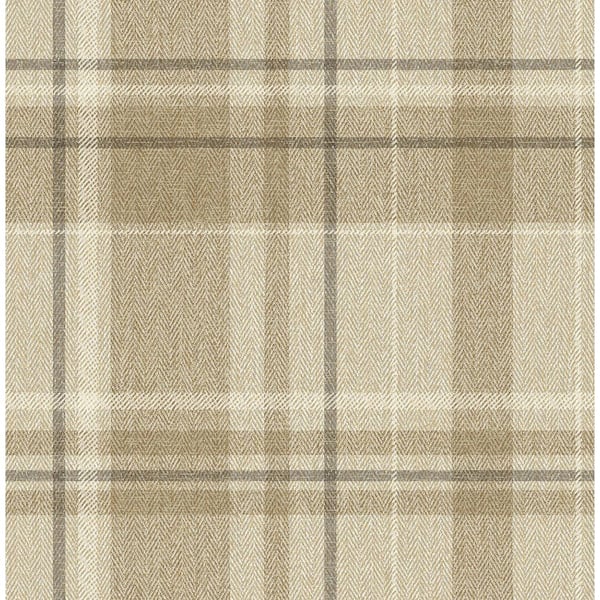 Harris Brown Plaid Chevron Non-Pasted Wallpaper, 56.4 sq. ft.