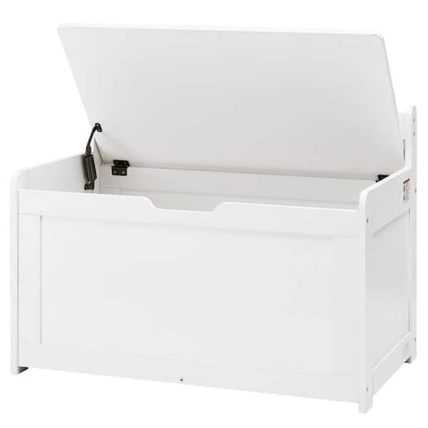 SKYSHALO Wooden Toy Chest for Kids, Wood Outdoor Rocking Chair with White Cushion (Number of Chairs Included 1-Pack)