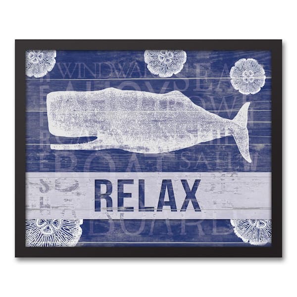 DESIGNS DIRECT 16 in. x 20 in. ''Relax Whale'' Printed Framed Canvas Wall Art